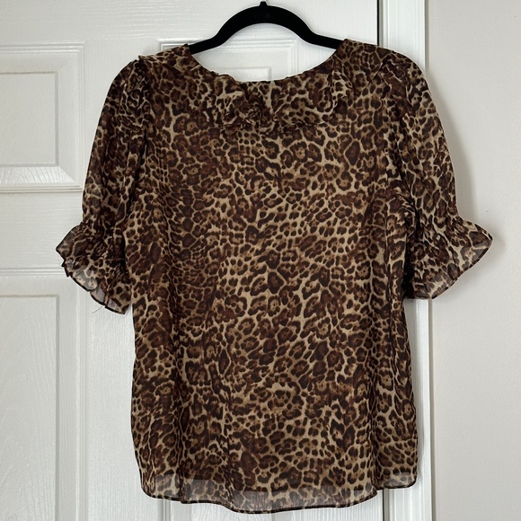 Brand new Cupcakes and Cashmere Ruffle Blouse Leopard print Size Small S - Picture 4 of 6